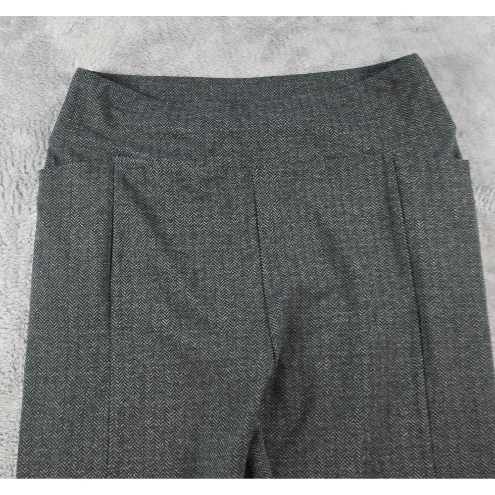 Soft Surroundings Womens Med Grey Herringbone Pull On Tapered Ankle Slit Pants - Picture 9 of 11